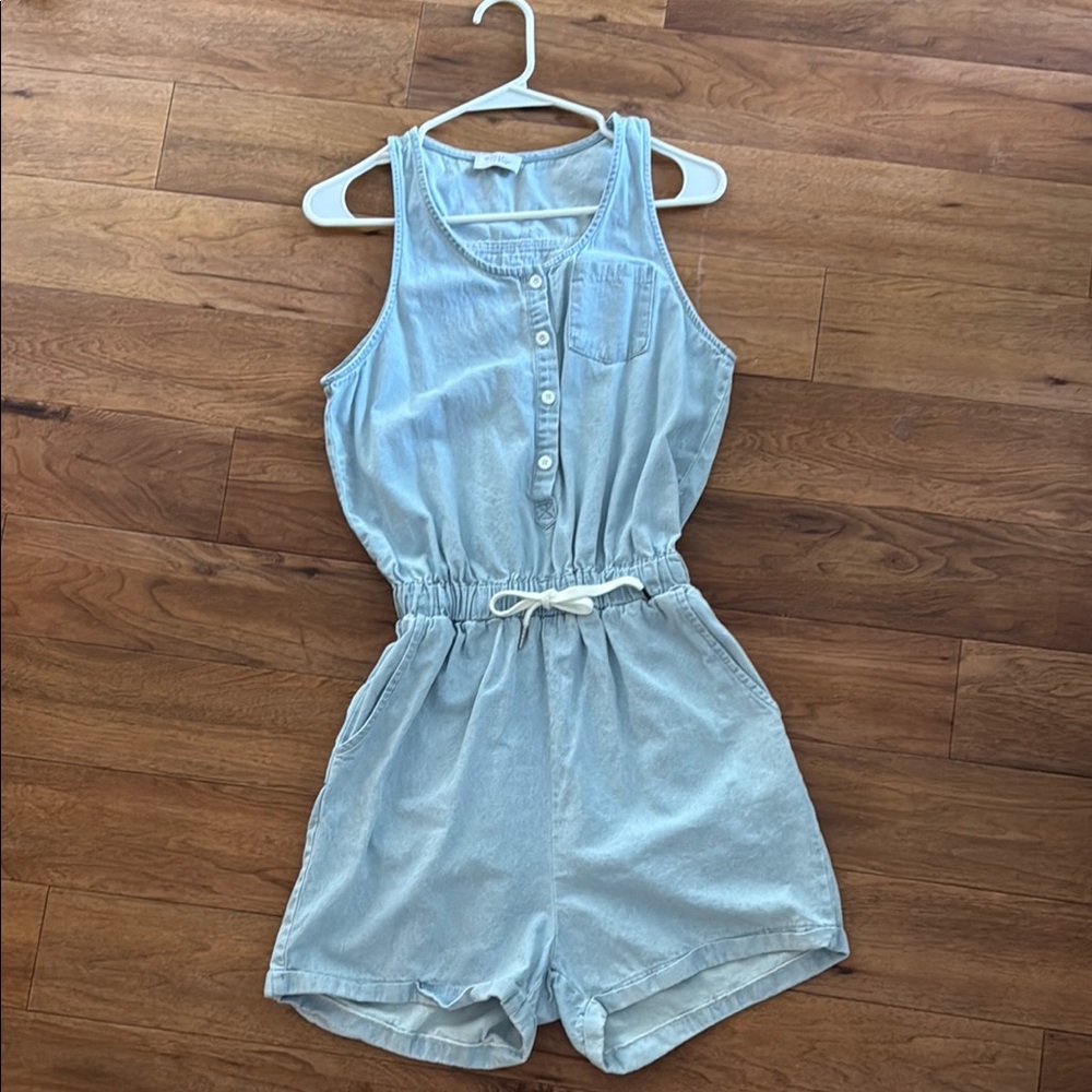 Chic Light Blue Button-Up Romper - image 2